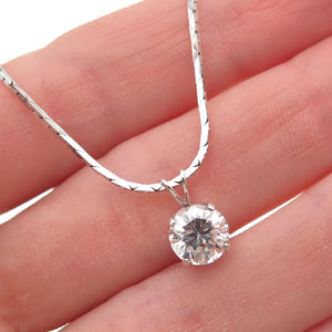 Diadema 925 Sterling Silver Vintage Round-Cut C Z Chain Necklace 16"