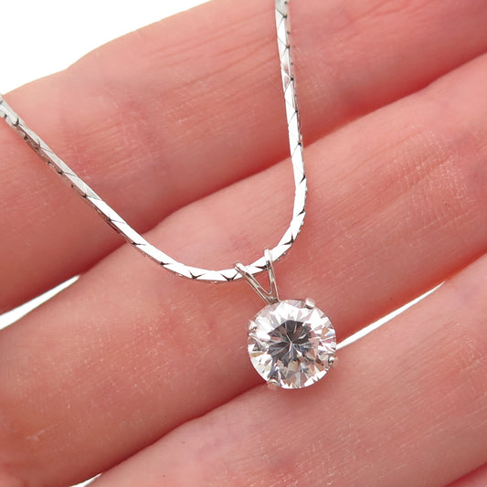 Diadema 925 Sterling Silver Vintage Round-Cut C Z Chain Necklace 16"