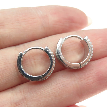 925 Sterling Silver Round-Cut Shaped C Z Hoop Earrings