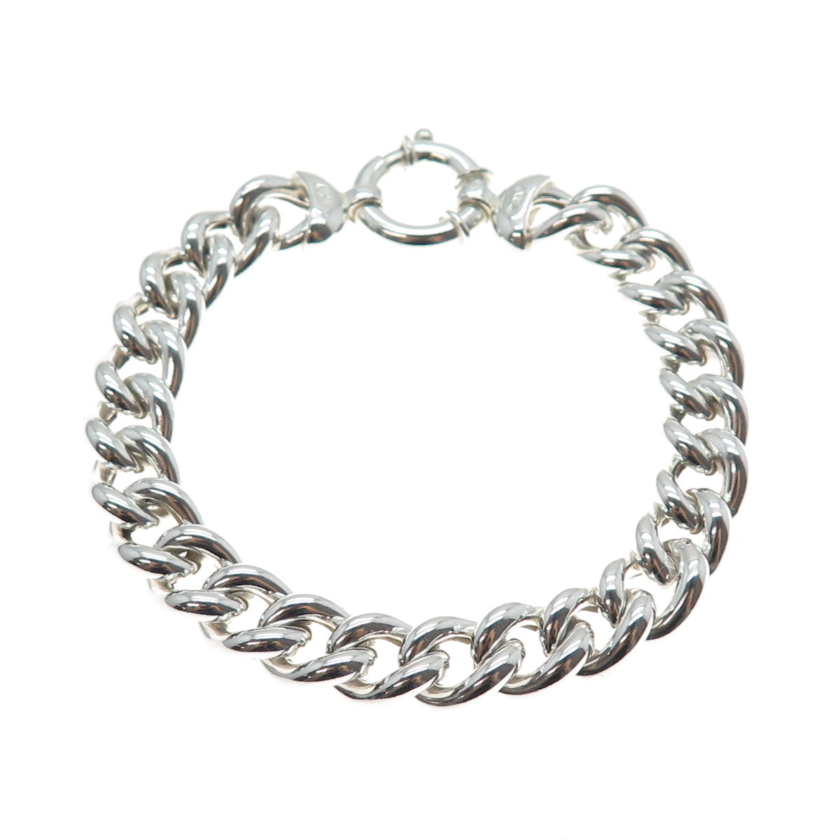 JCM Jacmel Mauritius 925 Sterling Vintage Italy Hollow Cuban Link Bracelet 7.25"