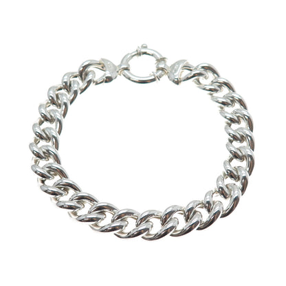 JCM Jacmel Mauritius 925 Sterling Vintage Italy Hollow Cuban Link Bracelet 7.25"