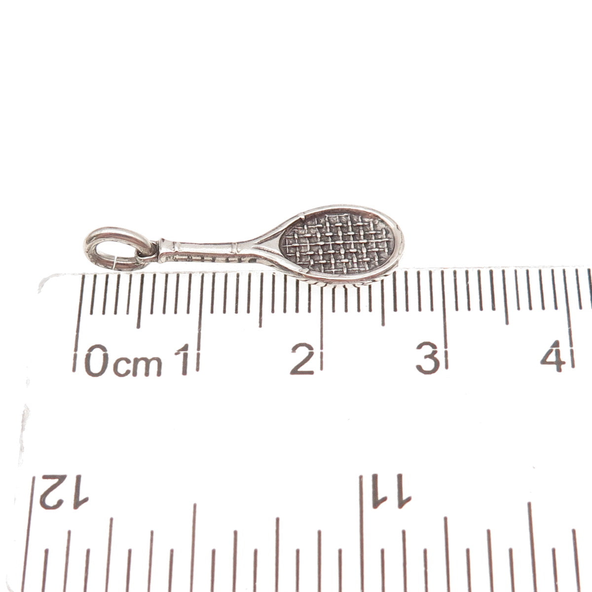 925 Sterling Silver Vintage Tennis Racket Oxidized Charm Pendant