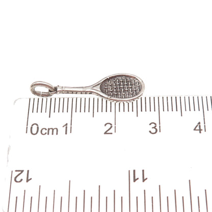 925 Sterling Silver Vintage Tennis Racket Oxidized Charm Pendant