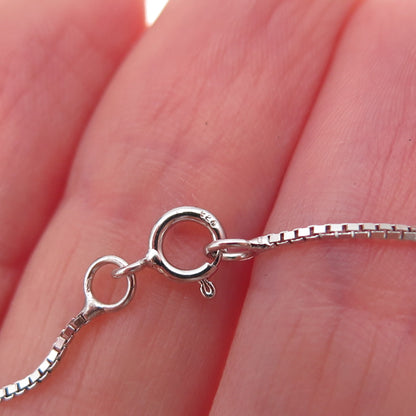 925 Sterling Silver Round-Cut C Z Box Chain Necklace 17-18"