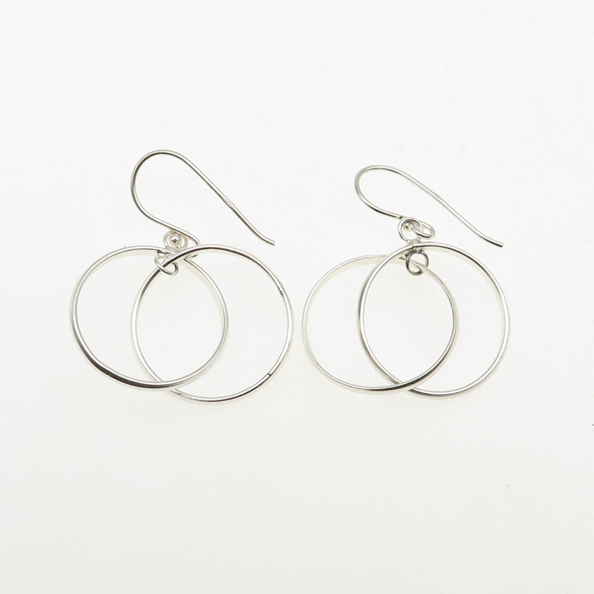 925 Sterling Silver Interlocked Multi-Circle Dangle Earrings