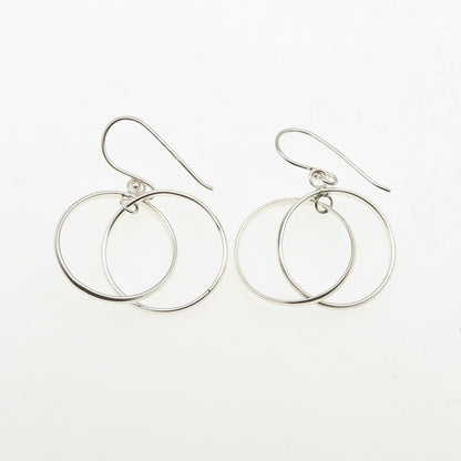 925 Sterling Silver Interlocked Multi-Circle Dangle Earrings