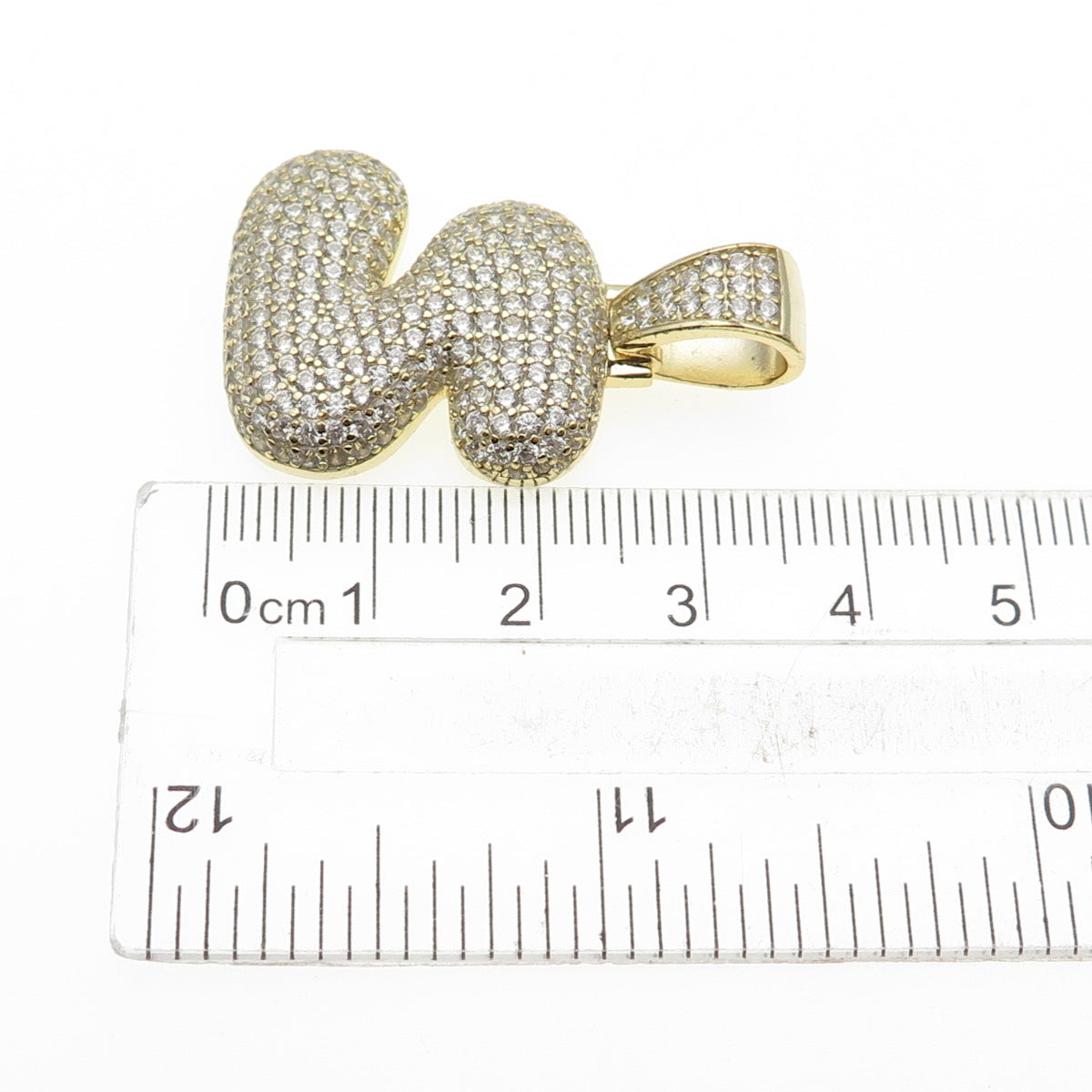 925 Sterling Silver Gold Plated Round-Cut C Z Letter S Initial Pendant