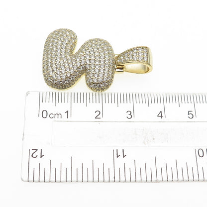 925 Sterling Silver Gold Plated Round-Cut C Z Letter S Initial Pendant