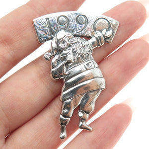 HAND & HAMMER 925 Sterling Silver Vintage 1990 Santa Ornament Pendant