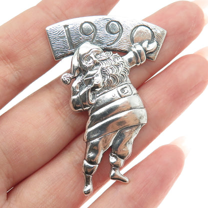 HAND & HAMMER 925 Sterling Silver Vintage 1990 Santa Ornament Pendant