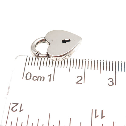 925 Sterling Antique Art Deco Heart Padlock Spring Ring Clasp Charm Pendant