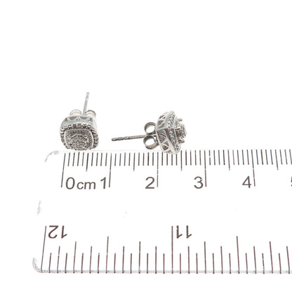 925 Sterling Silver Real Round-Cut Diamond Stud Earrings