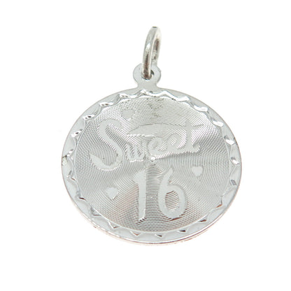 925 Sterling Silver Vintage "Sweet 16" Charm Pendant