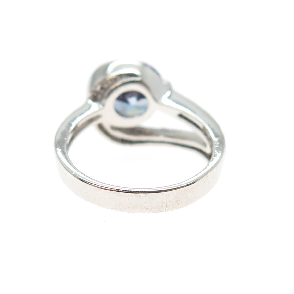 925 Sterling Silver Vintage Round-Cut Lavender C Z Modernist Wave Ring Size 5.25