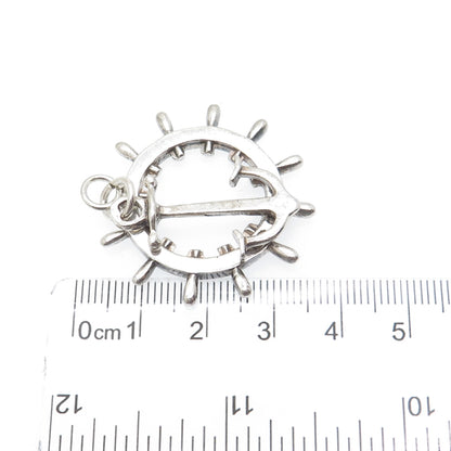 WILMOT & ROBERTS 925 Sterling Antique 1898 Birmingham Anchor Ship Wheel Pendant