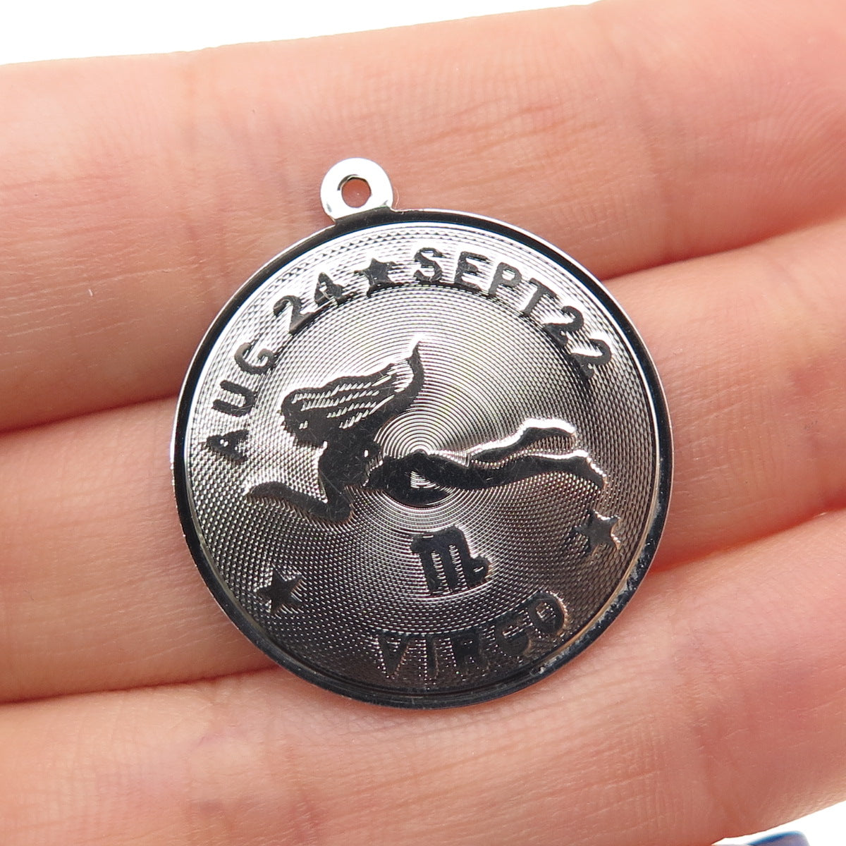 925 Sterling Silver Vintage Virgo Zodiac Sign Charm Pendant