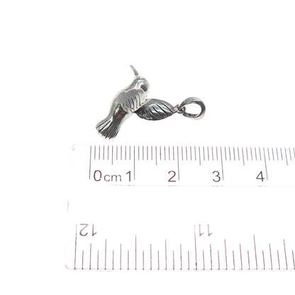 925 Sterling Silver Vintage Hummingbird Oxidized Charm Pendant