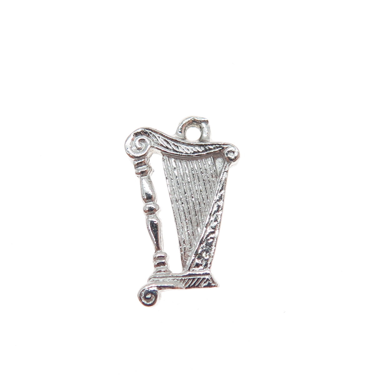 925 Sterling Silver Vintage Harp Music Instrument Minimalist Charm Pendant