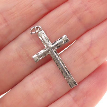 Tru-Kay 925 Sterling Silver Vintage Cross Oxidized Charm Pendant
