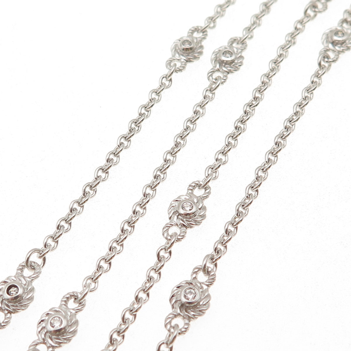 JUDITH RIPKA 925 Sterling Silver Round-Cut C Z Station Chain Necklace 36"