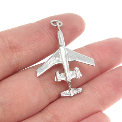 WELLS 925 Sterling Silver Vintage Airplane 3D Pendant