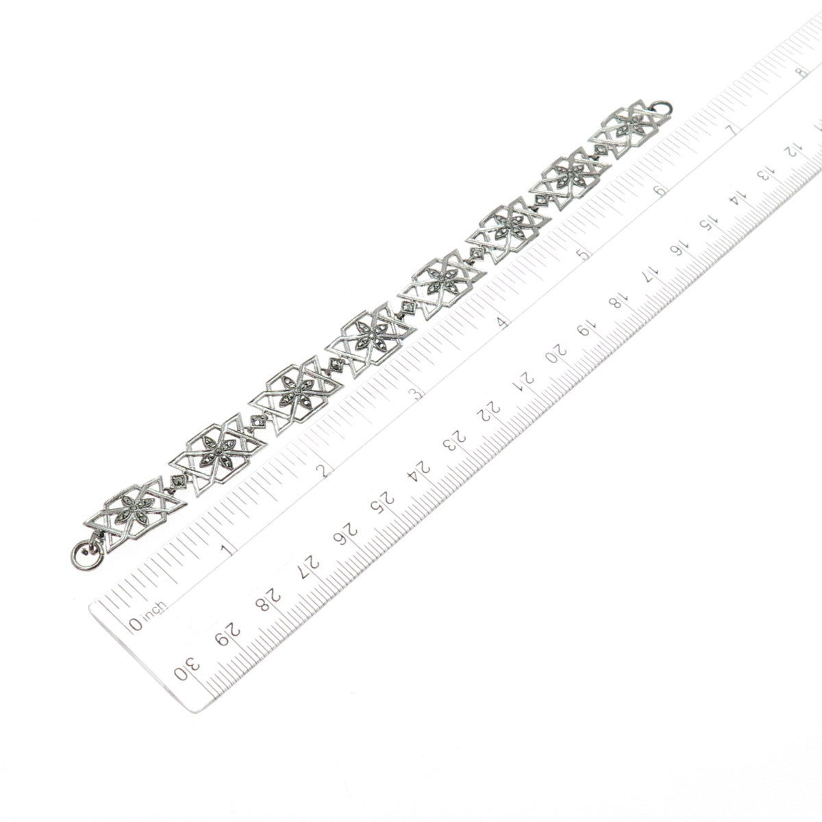 925 Sterling Silver Antique Art Deco Marcasite Bracelet 6.75" (missing lock)