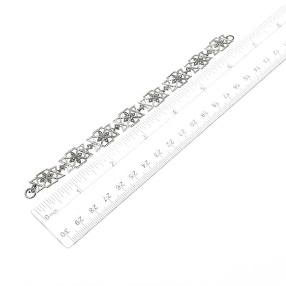 925 Sterling Silver Antique Art Deco Marcasite Bracelet 6.75" (missing lock)