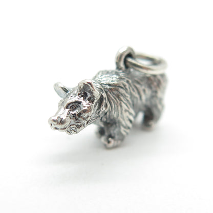 925 Sterling Silver Antique Movable Head Bear Minimalist Oxidized Charm Pendant