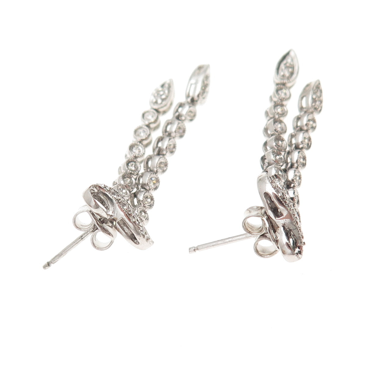 925 Sterling Silver Round-Cut C Z Dangle Earrings