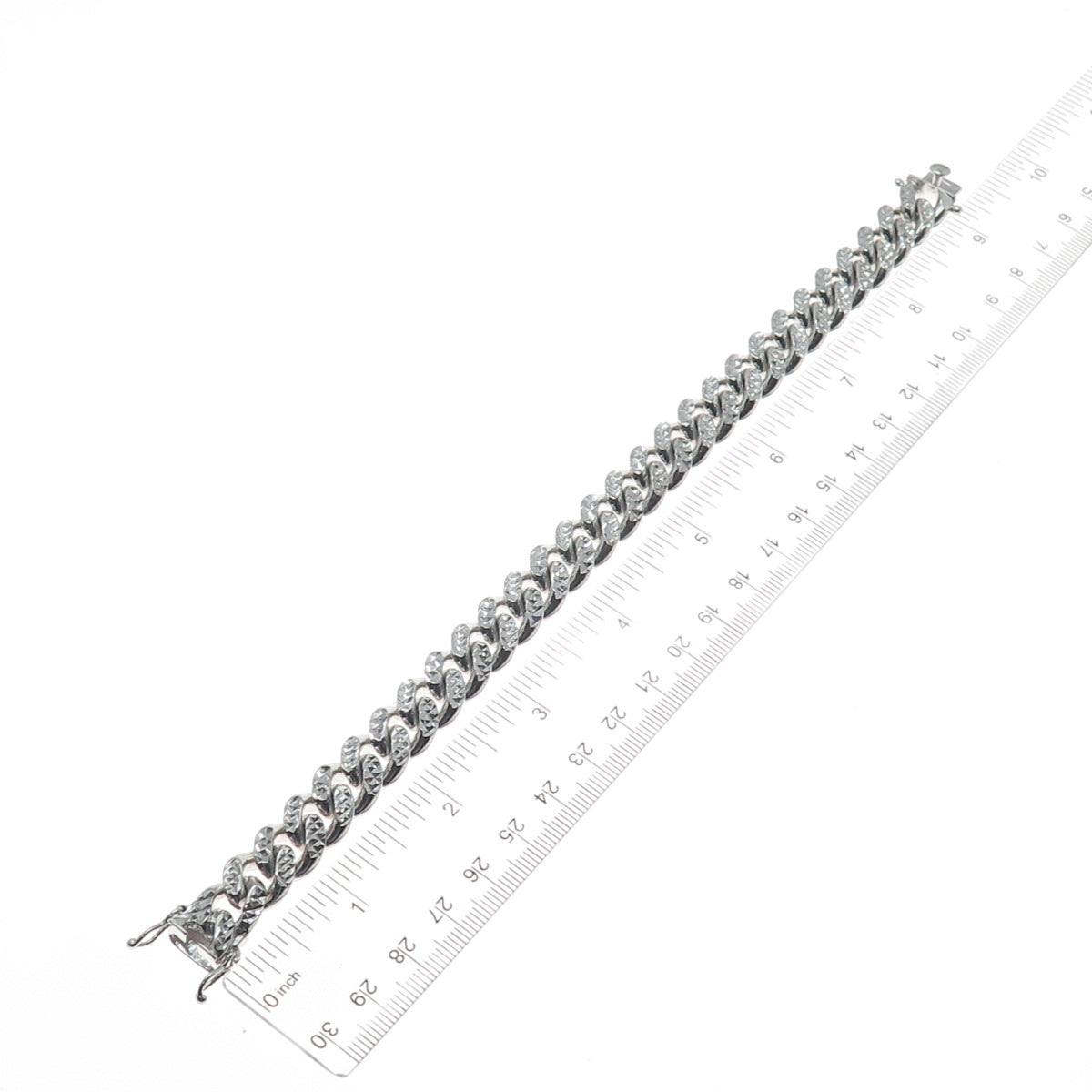 925 Sterling Silver Italy Diamond-Cut Cuban Link Heavy 79.4g Bracelet 8.5"