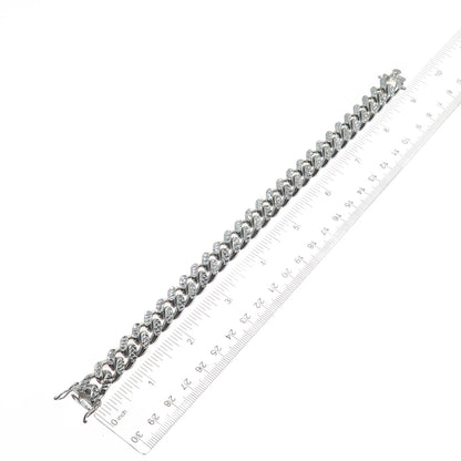 925 Sterling Silver Italy Diamond-Cut Cuban Link Heavy 79.4g Bracelet 8.5"