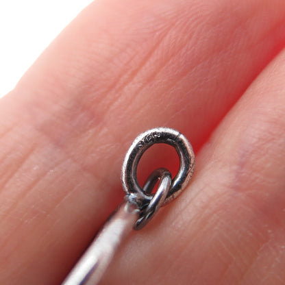 925 Sterling Silver Vintage Bowling Club Oxidized Minimalist Charm Pendant