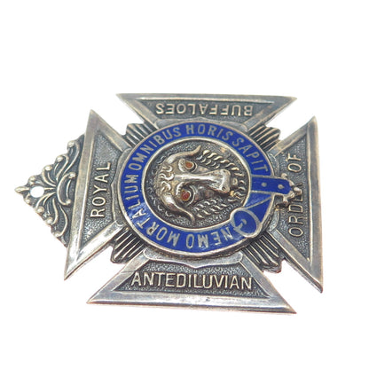 F.C. PARRY & CO. Sterling Silver Vintage 1952 Enamel Order of Buffaloes Brooch