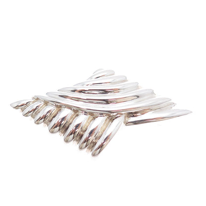 KRYPELL 925 Sterling Silver Vintage Modernist Oxidized Pin Brooch