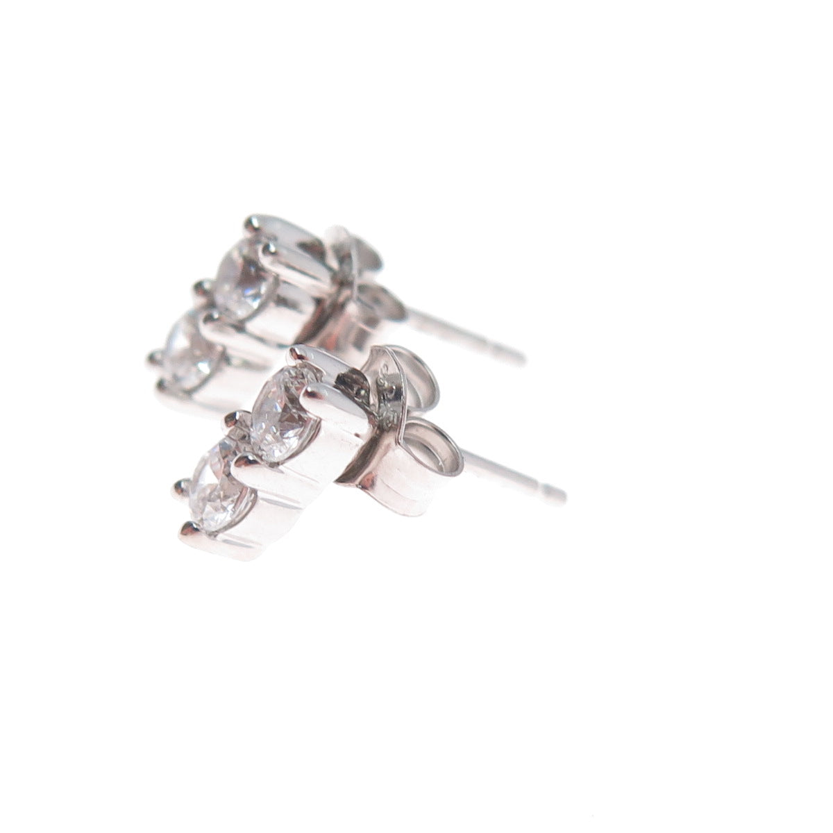 925 Sterling Silver Round-Cut C Z Stud Earrings