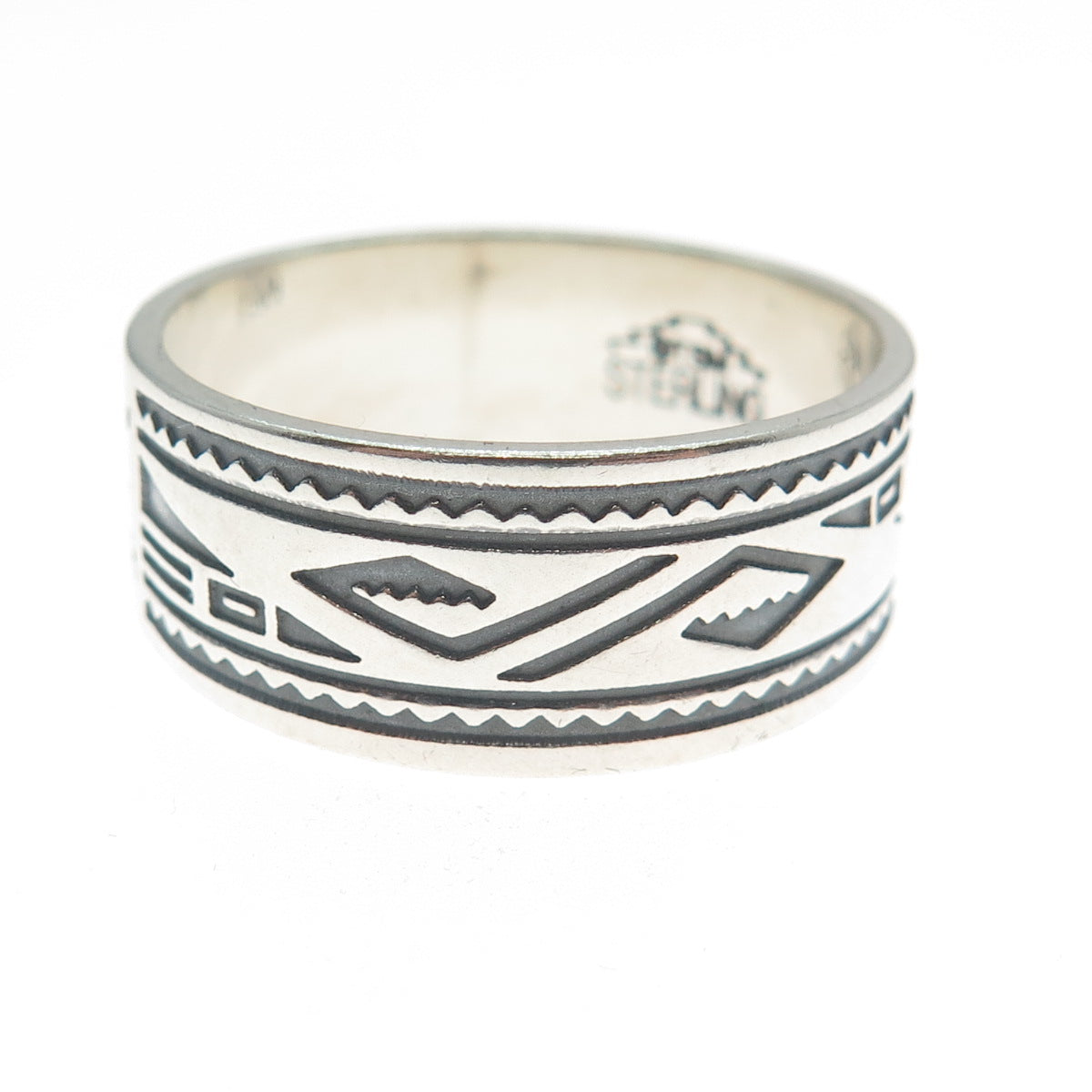 THE SILVER MESA Old Pawn 925 Sterling Silver Vintage Tribal Band Ring Size 12
