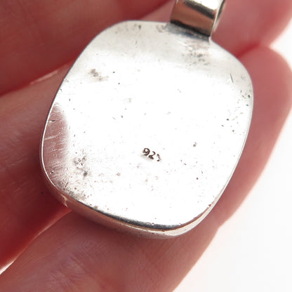 925 Sterling Silver Vintage Real MOP & Abalone Shell Mosaic Charm Pendant