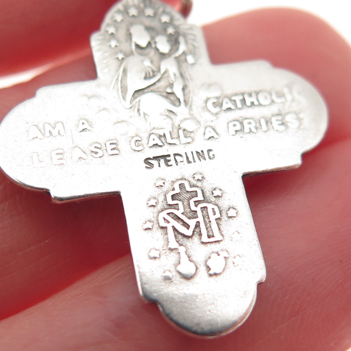 925 Sterling Silver Antique Art Deco 4-Way Cross Oxidized Catholic Charm Pendant
