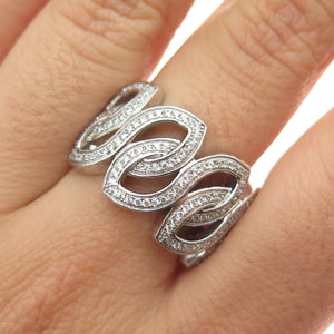 925 Sterling Silver Round-Cut C Z Interlocked Link Ring Size 9.25