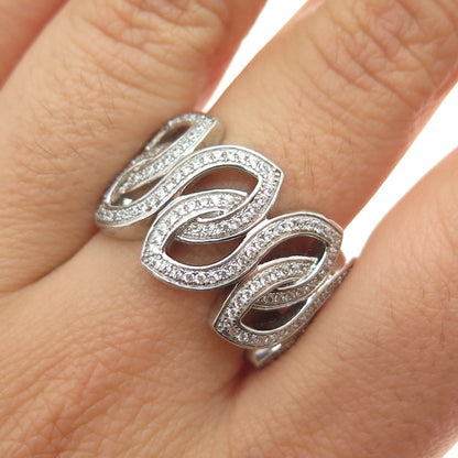 925 Sterling Silver Round-Cut C Z Interlocked Link Ring Size 9.25