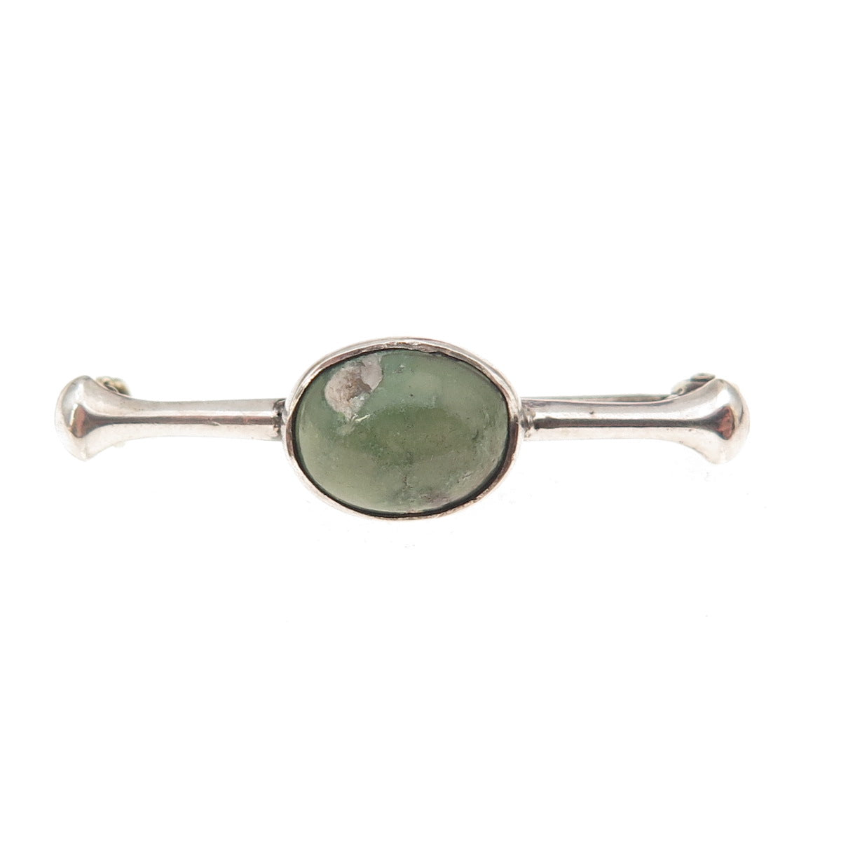 925 Sterling Silver Antique Art Deco Real Royston Turquoise Bar Pin Brooch