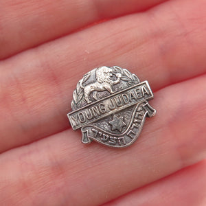 925 Sterling Silver Vintage Young Judaea Oxidized Pin Brooch