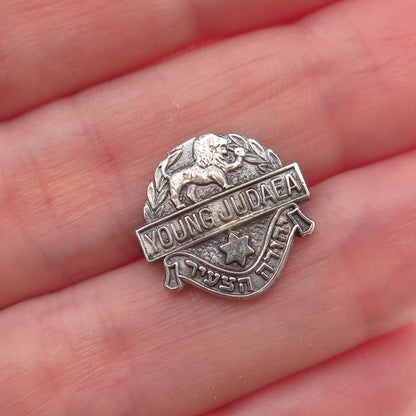 925 Sterling Silver Vintage Young Judaea Oxidized Pin Brooch