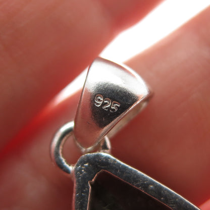 925 Sterling Silver Vintage Real Labradorite Carved Flower Charm Pendant