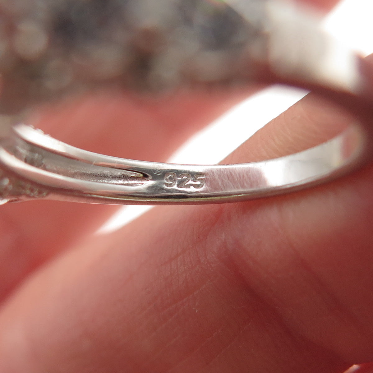 925 Sterling Silver Round-Cut C Z Engagement Ring Size 7