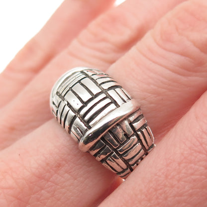 925 Sterling Silver Vintage Modernist Dome Oxidized Ring Size 8
