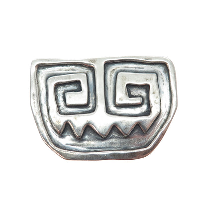 HALO 925 Sterling Silver Vintage Modernist Spiral Oxidized Pin Brooch