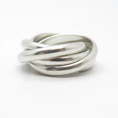 925 Sterling Silver Vintage Interlocked Band Ring Size 6