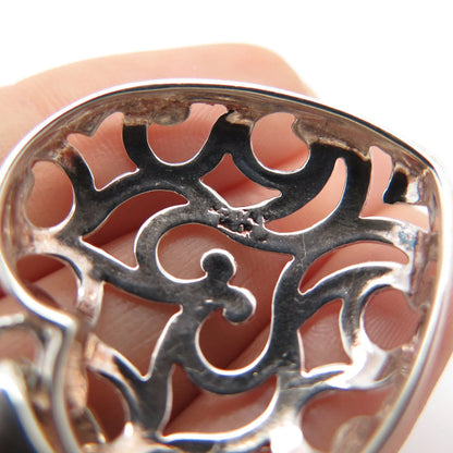925 Sterling Silver Vintage Italy Milor Heart Ornate Pendant