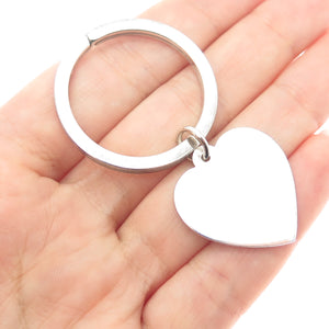 J.T. INMAN 925 Sterling Silver Vintage Heart Tag Key Fob Ring